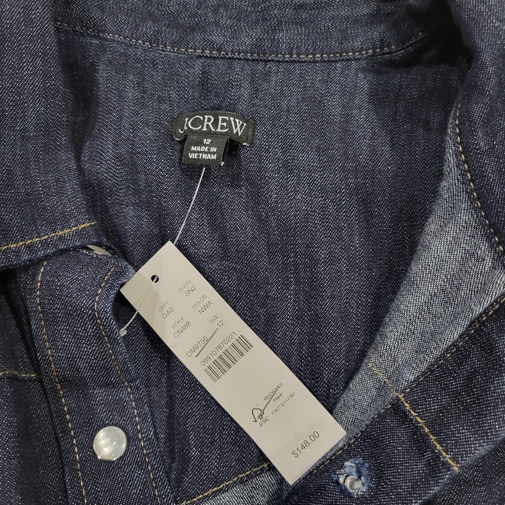 J Crew Jules western shirt in denim CN488 Size 12 **Flaw NWT - Picture 7 of 12